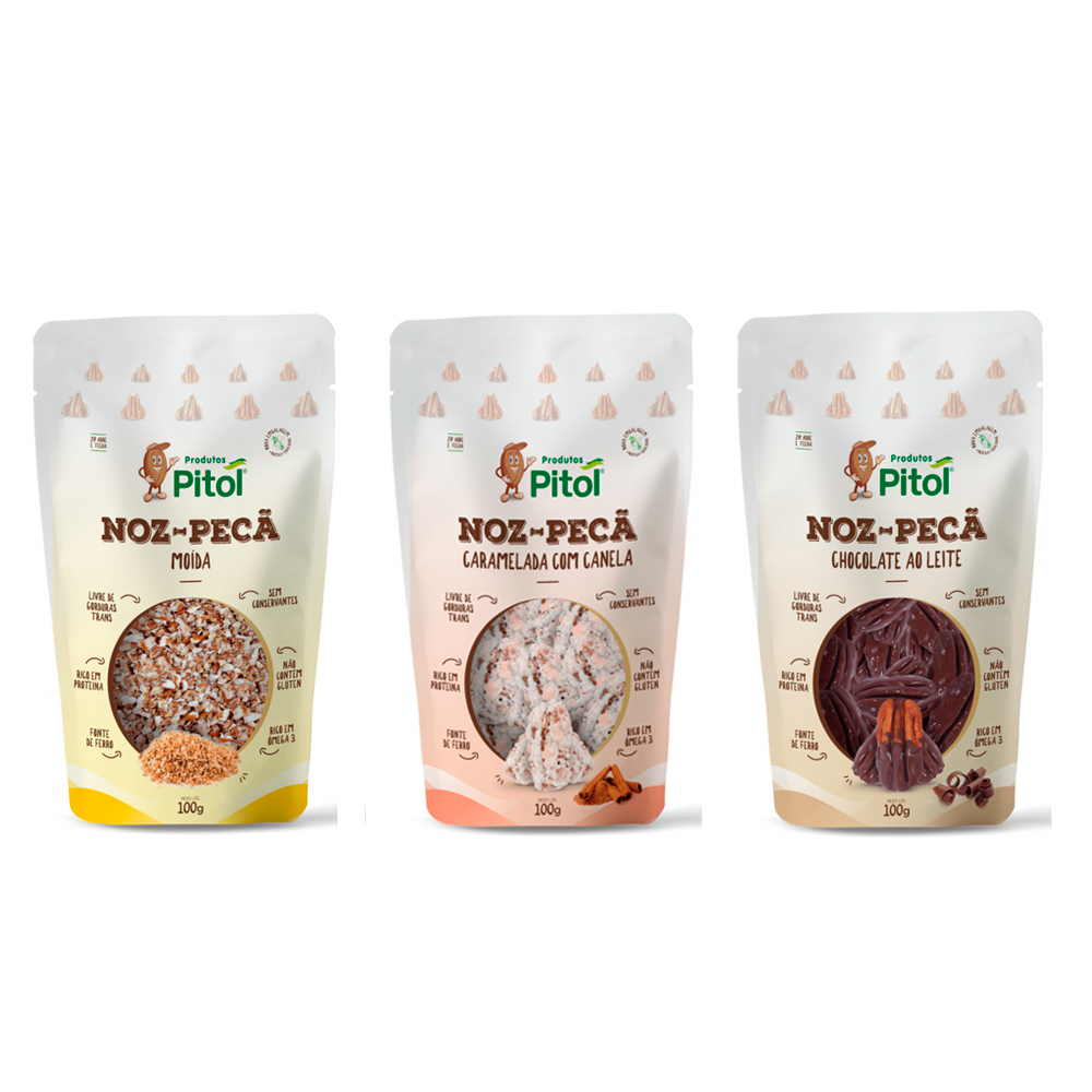 KIT 3 sachês de Noz-Pecã 100g - Sabor Misto