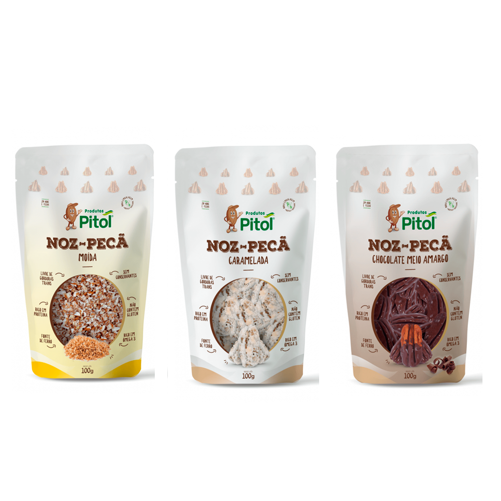 KIT 3 sachês de Noz-Pecã 100g - Sabor Misto